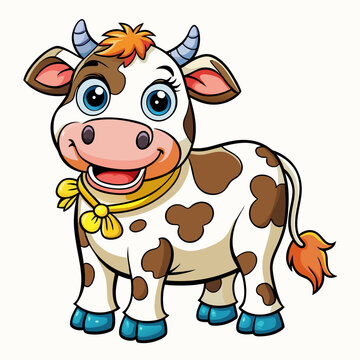 Cow, heifer, ladybird, pet, vector, illustration, draw, cartoon, pretty, cute