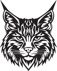 Bobcat silhouette face logo on white background 