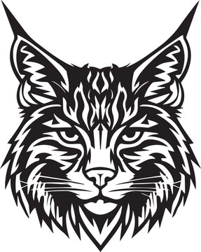 recommend clip art: Bobcat silhouette face logo on white background 