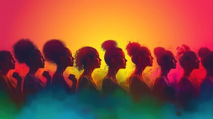 Women day background poster banner symbolizing strength, team work and determination, concept of women empowerment