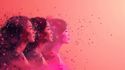 Women day background poster banner symbolizing strength, team work and determination, concept of women empowerment