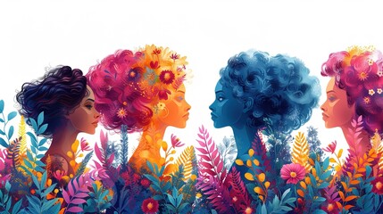 Women day background poster banner symbolizing strength, team work and determination, concept of women empowerment