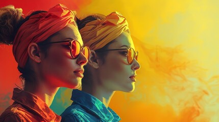 Women day background poster banner symbolizing strength, team work and determination, concept of women empowerment