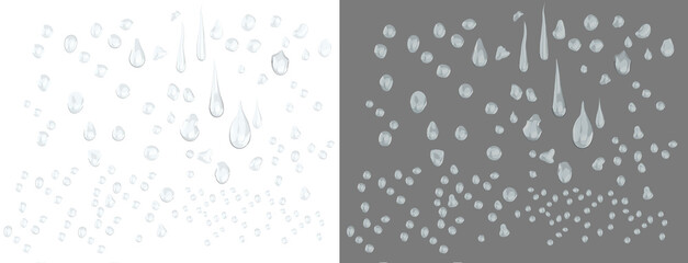 realistic drops on an isolated transparent background. Pure clear water drops realistic. Png transparency