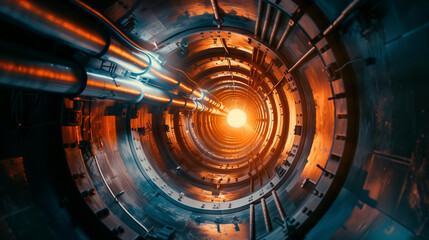 Obraz premium View through the bulkhead of the space station