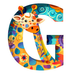 Animal Alphabet G Sublimation,Cute Animal Alphabet G PNG,Alphabet Clipart Transparent PNG