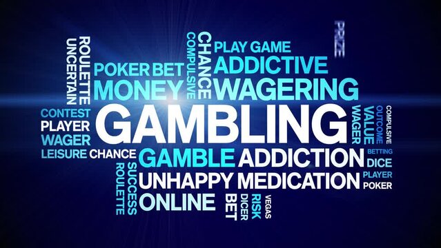 Gambling animated word cloud;text design animation tag kinetic typography seamless loop.