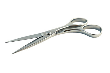 Obraz premium Isolated pair of sharp steel scissors for cutting, on a white background