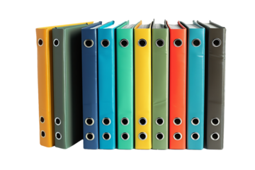 A row of red and yellow file folders for organizing business documents