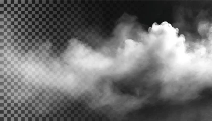 Fotobehang Fog or smoke isolated transparent background. White cloudiness, mist, smog, dust, vapor PNG © Akshay