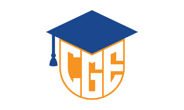 CGE initial letter academic logo design vector template. school college logo, university logo, graduation cap logo, institute logo, educational logo, library logo, teaching logo, book shop, varsity	