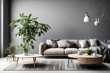 Sophisticated Elegance: A Contemporary Symphony of Style and Comfort in Modern Living Room Interior Design generated by AI technique