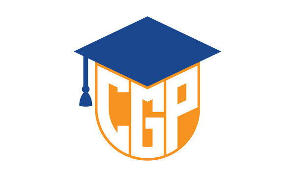 CGP initial letter academic logo design vector template. school college logo, university logo, graduation cap logo, institute logo, educational logo, library logo, teaching logo, book shop, varsity	