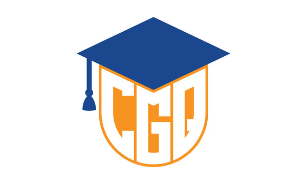 CGQ initial letter academic logo design vector template. school college logo, university logo, graduation cap logo, institute logo, educational logo, library logo, teaching logo, book shop, varsity	