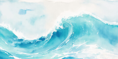 Obraz na płótnie Canvas Vector ocean watercolor soft blue and white wavey curve line background. Blue water ocean sea wave seamless background.