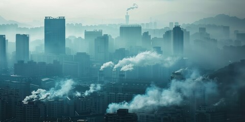 Smoke cloud air solution in the city, air quality