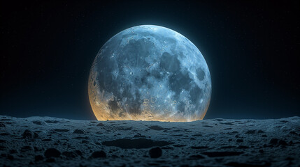 荒涼とした惑星から見る月