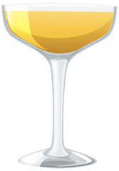 Vector illustration of a filled white wine glass.