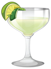 Vector graphic of a cocktail with a lime garnish