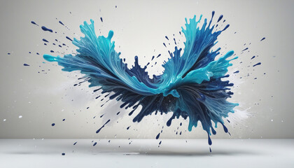 splattering ink blot frozen in an abstract futuristic 3d texture isolated on a transparent background