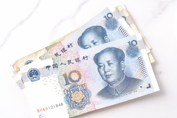 中国の通貨、人民元（RMB）の紙幣
