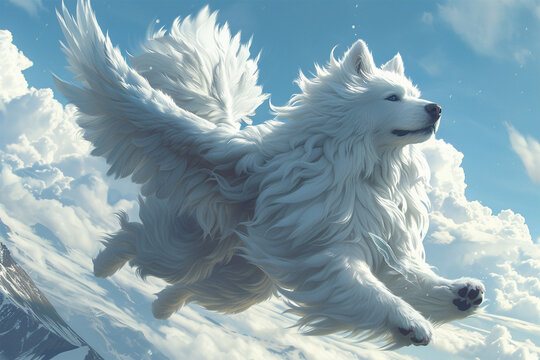 winged dog illustration