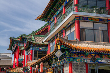 Naklejka premium The street around the Great Mosque of Hohhot, Inner Mongolia, China