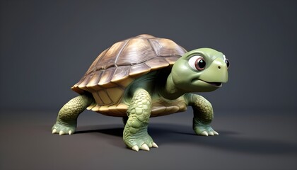 Obraz premium Cute cartoon animal turtle 3D model rendering character