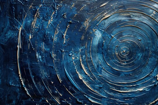 Dark blue abstract flower painting.
