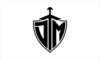 DM initial letter shield icon gaming logo design vector template. batman logo, sports logo, monogram, polygon, war game, symbol, playing logo, abstract, fighting, typography, icon, minimal, knife logo