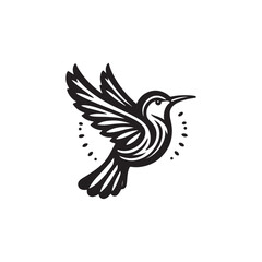 Humming bird black and white logo illustration vector 