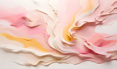 An abstract blur of pink, white, and yellow colors with a grainy texture on a white background, generative AI