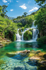 Fototapeta na wymiar Beautiful cascading waterfalls