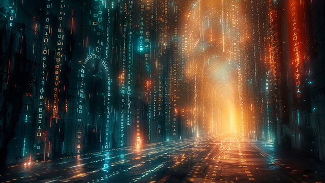 A surreal scene of data streams weaving through everywhere © Dada635