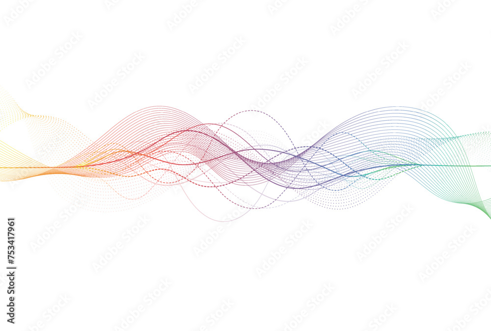 Canvas Prints abstract colorful wave lines on white background for elements in concept business presentation, broc