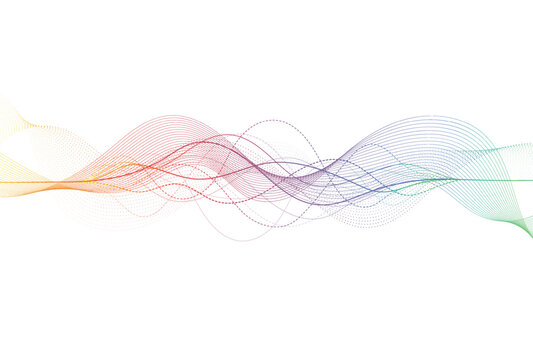 Abstract colorful wave lines on white background for elements in concept business presentation, Brochure, Flyer, Science, Technology. Vector illustration