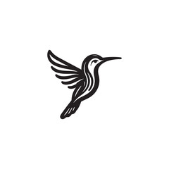 Humming bird black and white logo illustration vector 