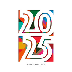 2025 Happy New Year Text Design Vector.