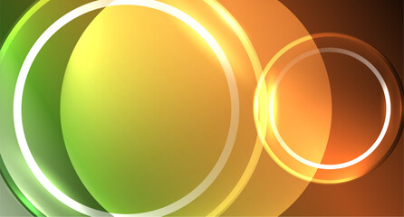 Neon glass circle copyspace for your text or product presentation geometric background. Vector illustration For Wallpaper, Banner, Background, Card, Book Illustration, landing page