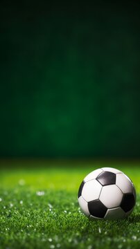 Close-up of Football on Lush Grass with Dark Background