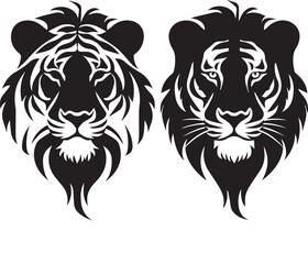 Set of Lion head vector logo icon on white background