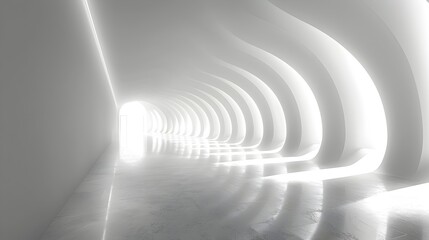 White Tunnel with Light in Art Deco Futurism Style