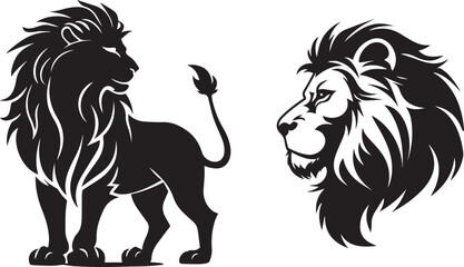 Set of Lion head vector logo icon on white background