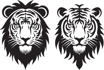 Set of Lion head vector logo icon on white background