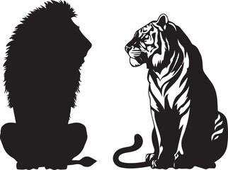 Lion and Tiger head vector logo icon on white background