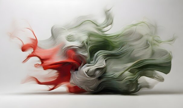 An abstract blur of grey, green, and red colors with a grainy texture on a white background , generative AI