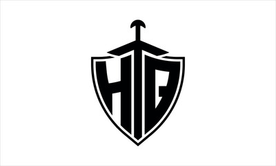 HQ initial letter shield icon gaming logo design vector template. batman logo, sports logo, monogram, polygon, war game, symbol, playing logo, abstract, fighting, typography, icon, minimal, knife logo