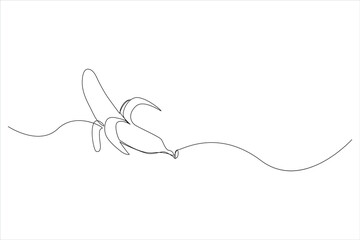 banana in continuous line art drawing. One line continuous fresh banana. Outline vector illustration.