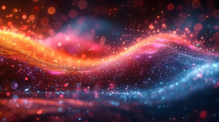 Abstract Colorful Wave Movement with Dazzling Lights and Cosmic Style