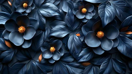 Foto op Plexiglas Stunning Hyperrealistic Blue Magnolia Flowers, To provide a visually striking and high-quality image of hyperrealistic blue magnolia flowers, © prasong.